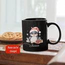 Customized Christmas Themed Black Cup, Personalized Cute Xmas Penguin Mug With Name, Gift For Christmas, Custom Animal Wearing Santa Hat Design Cup, Christmas Animal Coffee Mug 11oz 15oz by CozyNest Decor