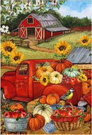 Morigins Autumn Harvest Farm Truck Fall Pumpkin Garden Decorations Double Sided Farmhouse Outdoor House Flag 28 x 40 Inch by GreenHaven Gardens