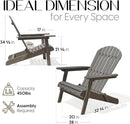 Idzo Outdoor Adirondack Chair Set of 2, Pre-Assembled Backrest, Patio Furniture Set, Outdoor Furniture for Garden, Porch, Deck, Firepit by CozyNest Decor