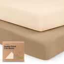 KeaBabies 2-Pack Organic Crib Sheets for Boys, Girls - 52x28 Fitted Crib Mattress Sheet Neutral, Breathable Jersey Cotton Cover for Baby Bed, Toddler Mattress, Soft & Cute Prints (Pecan) by TinyTreasures Baby Boutique