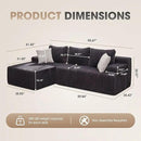 Hobestluk 96“ Modular Sectional Sofa Couches L-Shape Couch 3 Seat Modular Sofa Memory Foam Sectional Couches for Living Room, Cloud Couch with Oversized Chaise (Grey, Stripe (Left Facing Chaise)) by CozyNest Decor
