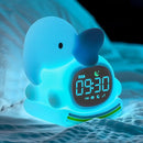 Alarm Clock for Kids with Night Light, Sleep Training Clock Time to Wake Clock, Rechargeable Silicone Light for Bedroom, Perfect Sleep Companion for Boys Girls，Blue Elephant by TinyTreasures Baby Boutique