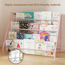 High-Transparent 4 Tier Kids Bookshelf, Sturdy Metal Large Size Book Rack Storage for Kids - Toddler Book Shelf Display for Nurasery, Playroom or Kids Room, Bookshelf Hold More Books - Pink by TinyTreasures Baby Boutique