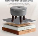 Ottoman, Small Foot Stool, Round Leather Pouf Ottoman, 13''L x 13''W x 10.2''H Foot Rest with Non-Skid Rubber Legs for Living Room Bedroom Couch Entryway, Grey by CozyNest Decor