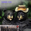 Alpine Corporation 15" Tall Outdoor Bear Couple with Lantern and Welcome Sign Statue with Solar LED Light Yard Art Decoration by GreenHaven Gardens