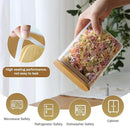 Liuruiyu Glass Storage Jars 12 * 8cm [Set of 6],Clear Glass Food Storage Containers with Airtight Bamboo Lid Stackable Kitchen Canisters for Candy,Cookie,Rice,Sugar,Flour,Pasta(Square) by CozyNest Decor