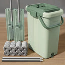 JOYMOOP Mop and Bucket with Wringer Set for Floor Cleaning and Wall Cleaner, Flat Mop and Bucket System Set with 2 Mops and 8 Large Microfiber Pads - Green by CozyNest Decor