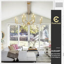 12 Light Gold Living Room Chandelier High Ceiling Foyer Candle Chandelier Large Modern Brass 44in Metal Chandeliers Hanging Light for Master Bedroom Dining Room Light Fixture Over Table by CozyNest Decor