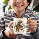 Personalized Unique Name Ceramic Mug 11oz, Customized Steampunk Octopus Mug With Mechanical Themed, Gear-Filled Octopus White Coffee Mug, Gift For Friends, Coworkers, Kids Mug by CozyNest Decor