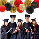 Red-Black Gold Party-Decorations Paper Flowers Lanterns - 15PCS Casino Theme Halloween Tissue Pom Poms Streamers,Game Night Women Men Birthday Wedding Bachelorette Hanging Supplies Decor Hugfond by CozyNest Decor