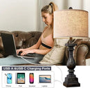 BOBOMOMO Retro 27" USB Charging Ports A/C Farmhouse Single Lamps for Bedrooms Retro Side Table Lamps Bedside Lamp for Side Nightstand Living Room 1 Pack by CozyNest Decor