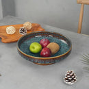 Ceramic Fruit Bowl for Kitchen Counter,Decorative Pedestal Bowl for Table Countertop,Large Footed Serving Bowl,10.2 Inch (peacock Green) by CozyNest Decor