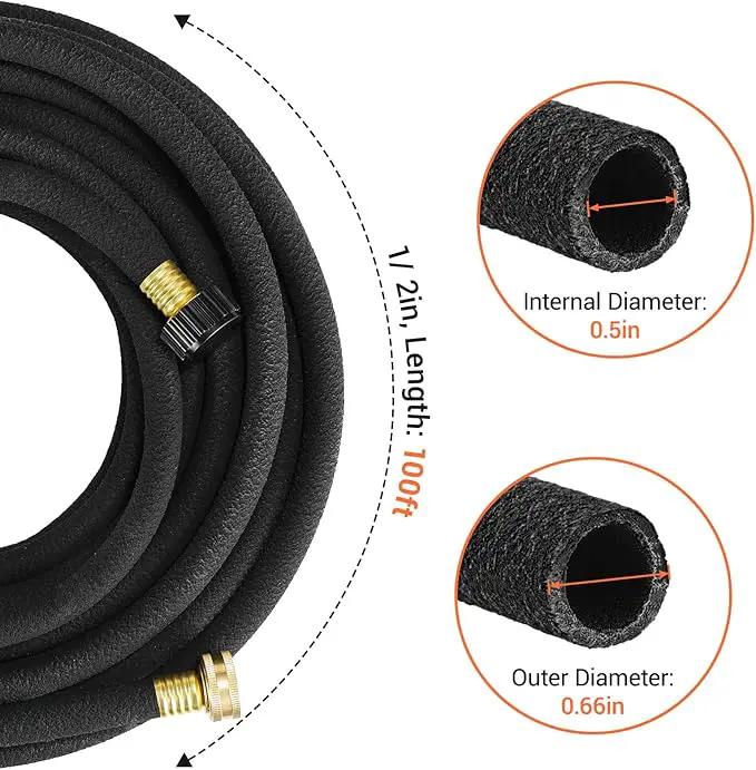 MAMIZO Soaker Hose Kit 100 ft 1/2", Solid Brass Connectors Rubber Longer Lasting, Heavy Duty Drip Hose to Save 70% Water, Soaker Hose for Garden, Lawn and Yard, photo 2 of 8
