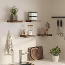Square Floating Shelves for Wall, 10"W x 10"D x 1.2"H, Small Wooden Wall Mounted Display Shelf with Invisible Brackets for Living Room, Bedroom, Bathroom, Kitchen Decor, Set of 4, Rustic Brown by CozyNest Decor