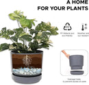 Elly Décor 12 inch Plastic Cylinder Planter Pot with Self-Watering Saucer and Drainage Hole,Lightweight & Extremely Durable, 12"x 12", Gray by CozyNest Decor