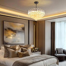 Modern Clear Glass Chandelier, 14" Round Crystal Dining Room Chandelier, Small Black Pendant Light Hanging Fixture for Bedroom, Kitchen Island Light Dimmable Ceiling Lighting Chandeliers for Bathroom by CozyNest Decor