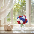 Kimura's Cabin 21Pcs Faux Chrysanthemum Flowers 4th of July Patriotic Flower Decor Artificial Mums Memorial Day Fake Ball Flower Home Event Table Centerpieces DIY Decoratio (Red White Blue by CozyNest Decor