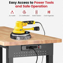 Work Bench with Double Layers 60 x 22 Inch Heavy Duty Rubberwood Tabletop Work Table Adjustable Height Workbench with Wheels, Sided Pegboard, Power Outlets for Garage Home Office by GreenHaven Gardens