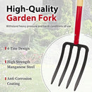 Heavy Duty Garden Fork for Digging, 4 Tines Pitch Fork for Gardening Compost, Garden Pitch Fork with Wooden Handle, 45 Inches by GreenHaven Gardens
