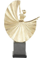 Deco 79 Polystone Dancer Decorative Sculpture Ballet Home Decor Statue with Elevated Black Base, Accent Figurine 11" x 4" x 17", Gold by CozyNest Decor