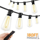 Brightever 180FT LED Outdoor String Lights, Dimmable Patio Lights with Remote Control, 56 Shatterproof ST38 Edison Bulbs, 3 Lighting Modes, 3H/5H Timer, Outdoor Hanging Light for Pool，Fence, Garden by GreenHaven Gardens