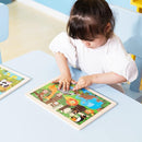 Animals Wooden Jigsaw Puzzle for Kids Set of 2 - African Wildlife and Farm Animals（15 pcs） Preschool Educational Learning Toys Gift for Toddlers Boys and Girls by TinyTreasures Baby Boutique