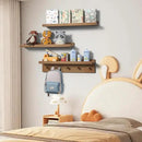 MBYD 24 Inch Floating Shelves, Picture Ledge Shelf, Natural Wood Wall Shelf, Nursery Book Shelves for Kids Room Decor with Hooks, Kitchen Bathroom Storage, Living Room Walnut by CozyNest Decor