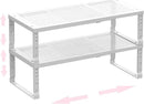 Metal Stackable Expandable Storage Shelf - Multi-Functional Home Storage Shelf, Suitable for Kitchen, Cabinet，Bathroom, Office, Garage, etc.（2PACKS/White/Medium by CozyNest Decor