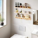 MBYD Wood Wall Shelf With Hooks Floating Shelves for Wall Bathroom Shelves Wall Mounted Nursery Floating Bookshelf for Kids Room Toy Storage Shelf for Bedroom Picture Frames Kitchen (Natural, 36 Inch) by CozyNest Decor
