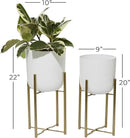 CosmoLiving by Cosmopolitan Metal Indoor Outdoor Planter Dome Large Planter Pot with Removable Stand, Set of 2 Planters 20", 22"H, White by GreenHaven Gardens