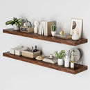 Heimlove 12 Inch Deep Floating Shelves, 55 x 12 inch Extra Long Floating Shelves for Wall, Large Display Shelf & Storage Shelf for Living Room Bedroom Kitchen Home Office, Set of 2, Rustic Brown by CozyNest Decor