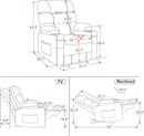 MCombo Zero Gravity Power Recliner Chair with Heat and Vibration Massage, Reclining Chair with USB Ports, Cup Holders for Living Room, Faux Leather PR621 (Light Grey) by CozyNest Decor