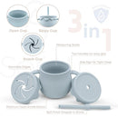 All In One Silicone Feeding Set - Safe for 6-12 Months - Non-Toxic Baby Led Weaning Supplies - Toddler Self Feeding Utensils - BPA-Free - Mess Free Essentials by TinyTreasures Baby Boutique