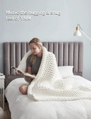 YnM Chunky Throw Blanket, Medium-Weight, Hand Knitted, Skin Friendly, Ventilated and Breathable, Machine Washable, Home Décor Piece for Couch, Sofa and Bed (White, 60x80 Inch) by CozyNest Decor