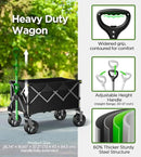 Beach Wagon,Collapsible Wagon 220lbs with Big Wheels FoldableWagon Carts,Portable Utility for Garden Grocery Sports Camping All Terrain-Black by GreenHaven Gardens