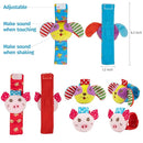 Baby Rattles Toys - Soft Hanging, Handheld & Foot Sock Rattles Set - Plush Stuffed Infant Toys for 0-3, 3-6, 6-12 Months - Newborn Gift by TinyTreasures Baby Boutique