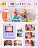 Kids Camera Instant Print, Upgrade Dual-Lens Selfie Digital Camera for Kids, Christmas Birthday Gifts Toys for Boys Girls Age 3-12, HD 1080P Toddler Portable Toy with SD Card 3 Rolls Print Paper by TinyTreasures Baby Boutique