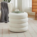 ONEVOG Round Storage Ottoman, 20" Small Ottomans Table with Removable Lid, Velvet Fabric Soft Footrest Stool for Couch, Upholstered Stuffed Circle Seat for Living Room/Bedroom/Dorm/Vanity, Lvory White by CozyNest Decor