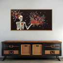 KAIRNE Halloween Skeleton Wall Art,Gothic Skull Canvas Set of 1(40”x20”),Romantic Spooky Floral Botanical Print,Scary Skull Painting,Horror Halloween Wall Art for Living Room Bedroom Goth Party Decor by CozyNest Decor