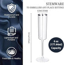 Ciaell 24 Pack Silver Plastic Champagne Flutes - 6 Oz Disposable Champagne Glasses - Square Silver Rim Plastic Toasting Glasses for Party Birthday Anniversary Wedding by CozyNest Decor