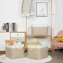 Bidtakay Large Storage Baskets for Organizing Fabric Closet Organizers Storage Bins with Handles 3-Pack 16x11.8x11.8 Inch Collapsible Baskets for Shelves Clothes Home Organization L-White&Beige by TinyTreasures Baby Boutique