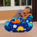 Posh Creations Bean Bag Chair for Kids, Teens, and Adults Includes Removable and Machine Washable Cover, Canvas Dinos on Blue, 27in - Medium by TinyTreasures Baby Boutique