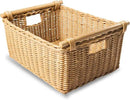 The Basket Lady Pole Handle Wicker Storage Basket, Medium, 16 in L x 12 in W x 8.25 in H, Sandstone by GreenHaven Gardens