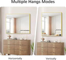 Gold Bathroom Mirror for Wall, 30x36 Inch Rectangle with Metal Frame, Modern Vanity for Bathroom Living Room, Entryway Hangs Horizontal or Vertical by CozyNest Decor