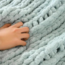 Esterra Chunky Knit Blanket Throw 50"x60", 100% Hand Knitted Chenille Throw Blanket, Cozy Soft Thick Cable Knit Throw Large Rope Knot Crochet Throw Blanket for Sofa Couch Bed, Sky Blue by CozyNest Decor