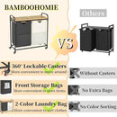 Laundry Hampers 2 Section, Laundry Sorter with Removable Shelf and Pull-Out Bags, Clothes Hampers with Wheels Rolling Cart Basket for Laundry Room Bathroom, 2 x 50 L (Black White) by CozyNest Decor