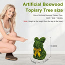2 Pcs Artificial Bunny Shaped Topiary Trees, Artificial Green Boxwood Bunny Decorations with Gold Bow, Perfect for Indoor & Outdoor Front Porch, Easter& Garden Decor (Bunny Tree Without Base) by CozyNest Decor