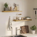 Floating Shelves for Wall, 31.5" W x 6.7" D x 1.5" H, Wooden Wall Mounted Display Shelves with Invisible Brackets for Living Room, Bedroom, Bathroom, Kitchen Decor and Storage, Set of 2, Oak by CozyNest Decor