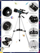 Telescope for Kids Adults Astronomy Beginners Over 8 Years Old, 70mm Aperture Astronomical Refractor Telescopes with Phone Adapter & Wireless Remote, Astronomy Space for Christmas Birthday by TinyTreasures Baby Boutique