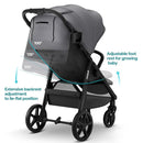 Mompush Nova Baby Stroller for Toddler, Infant & Newborn | Spacious Seat & Lie-Flat Mode | Compact One-Hand Fold, UPF 50+ Canopy & All-Wheel Suspension | Includes Rain Cover & Cup Holder, Grey by TinyTreasures Baby Boutique